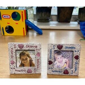 I Love Gramma Grandma Grandpa Photo Frames pair 3”